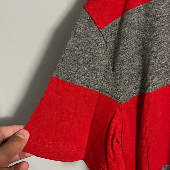 American Eagle Red and Gray Striped Tee - Picture 2 of 6